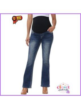 Maternity Bootcut Jeans Over Belly Stretch Denim Pregnancy Pants